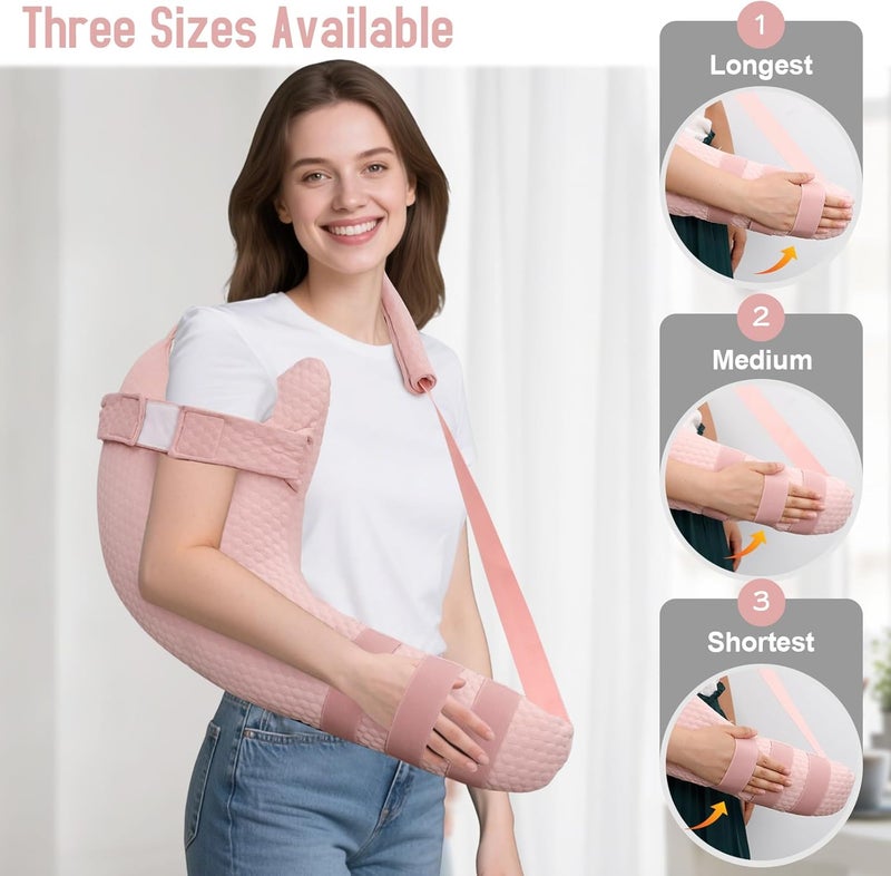 RoamReady Rotator Cuff Pillow, Removable Shoulder Support Pillow for Frozen Shoulder Relief, Post Arm Surgery Recovery Supplies, Broken Arm Cushion for Pain Relief and Side Sleeping, Pink - Image 4